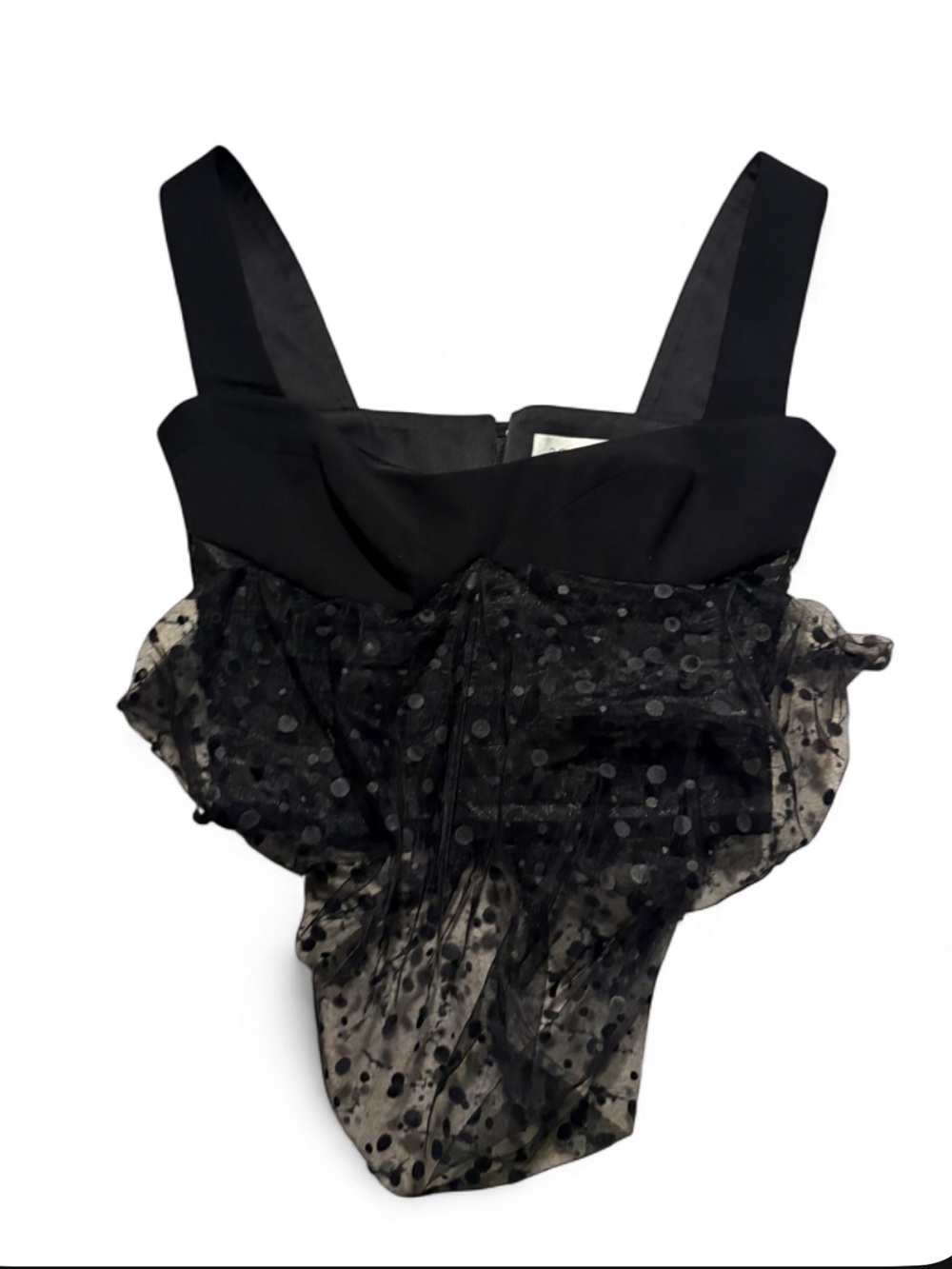 Rozie corset Black polka dot corset top with ruffles and adjustable straps 38